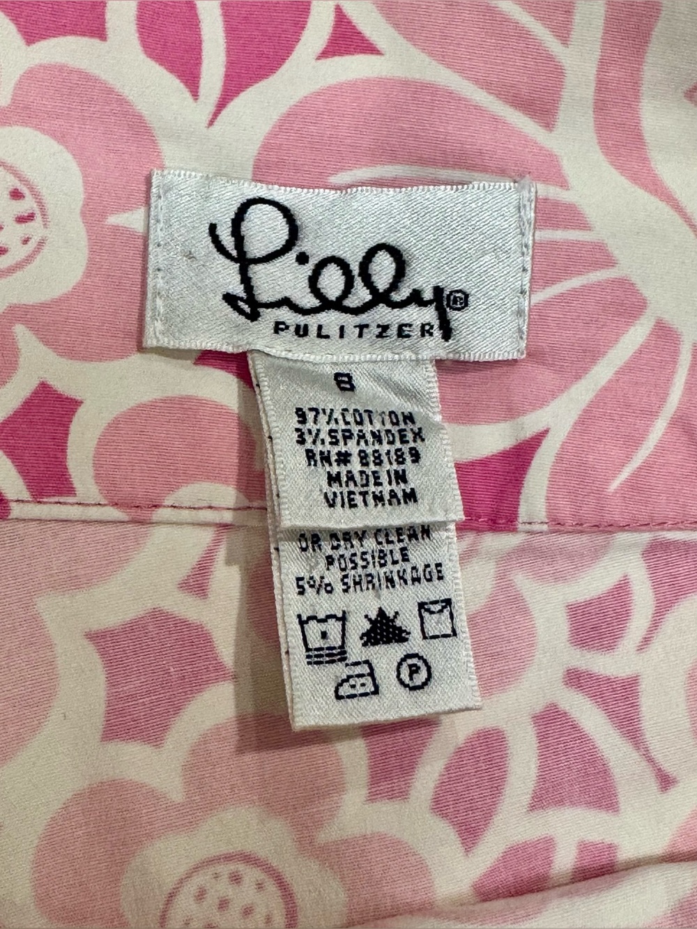 Lilly Pulitzer Pink Floral Skort Size 8 - Ribbon Tie Zip Back - Picture 5 of 5